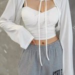 Tie Shrug Crop Cardigan (Open Front) - Zeagoo (Us Only)