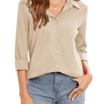 Zeagoo Womens Button Down Shirt Long Sleeve Classic-Fit Shirts