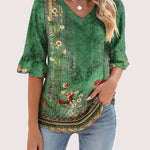 Zeagoo Womens Ruffle 3/4 Sleeve Top V Neck Shirts