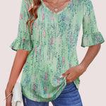 Zeagoo Womens Ruffle 3/4 Sleeve Top V Neck Shirts