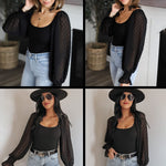 Puff Long Sleeve Bodysuit Leotard Sheer Top - Zeagoo (Us Only)