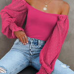 Puff Long Sleeve Bodysuit Leotard Sheer Top - Zeagoo (Us Only)