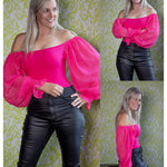 Puff Long Sleeve Bodysuit Leotard Sheer Top - Zeagoo (Us Only)
