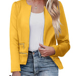 Zeagoo Womens Blazer Cropped Open Front Zipper Dress Jacket O Neck Casual Office Suit Jacket