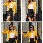 Zeagoo Womens Blazer Cropped Open Front Zipper Dress Jacket O Neck Casual Office Suit Jacket