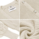 Lantern Sleeve Button Down Cable Knit Sweate - Zeagoo (Us Only)