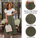 Zeagoo Women's Midi Skirts Boho High Waist A Line Casual Maxi Work Skirt Summer