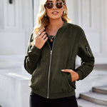 Faux Bomber Zip Up Lightweight Jacket Coat with Pockets - Zeagoo (Us Only)