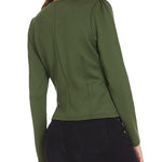Zeagoo Womens Blazer Cropped Open Front Zipper Dress Jacket O Neck Casual Office Suit Jacket