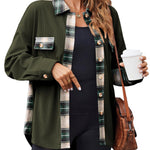 Zeagoo Womens Corduroy Flannel Shacket Jacket Casual Plaid Shirts