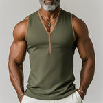 Men's Summer Fashion Sports Fabric V-Neck Zipper Tank Top