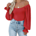 Puff Long Sleeve Bodysuit Leotard Sheer Top - Zeagoo (Us Only)
