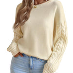 Zeagoo Womens 2023 Fall Sweaters Cute Cable Knit Crewneck Chunky Cozy Long Sleeve Warm Soft Pullover Sweater Tops