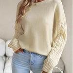 Zeagoo Womens 2023 Fall Sweaters Cute Cable Knit Crewneck Chunky Cozy Long Sleeve Warm Soft Pullover Sweater Tops