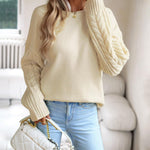 Zeagoo Womens 2023 Fall Sweaters Cute Cable Knit Crewneck Chunky Cozy Long Sleeve Warm Soft Pullover Sweater Tops