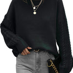 Zeagoo Womens 2023 Fall Sweaters Cute Cable Knit Crewneck Chunky Cozy Long Sleeve Warm Soft Pullover Sweater Tops