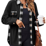 Zeagoo Womens Corduroy Flannel Shacket Jacket Casual Plaid Shirts