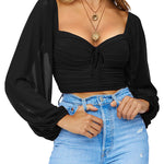 Tie Knot Ruched Crop Tube Top - Zeagoo (Us Only)