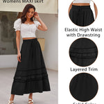 Zeagoo Women's Midi Skirts Boho High Waist A Line Casual Maxi Work Skirt Summer