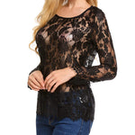 Sexy Sheer Floral Lace Blouse Top - Zeagoo (Us Only)