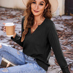 Zeagoo Women's Long Sleeve V Neck Slim Fit T Shirts