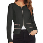 Zeagoo Womens Blazer Cropped Open Front Zipper Dress Jacket O Neck Casual Office Suit Jacket