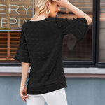 Swiss Dot Chiffon 3/4 Ruffle Sleeve Blouse - Zeagoo (Us Only)