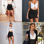 High Waist Stretch Tight Pleated Bodycon Skirt - Zeagoo (Us Only)