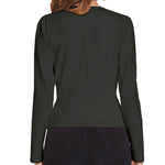 Zeagoo Womens Blazer Cropped Open Front Zipper Dress Jacket O Neck Casual Office Suit Jacket