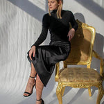 Satin Zipper Elegant Work Skirts - Zeagoo (US Only)