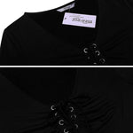 Zeagoo Women's Sexy V-Neck Pleated Front Long Bell Sleeve Blouse Tops