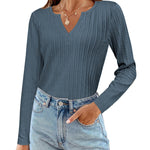 Zeagoo Women's Long Sleeve V Neck Slim Fit T Shirts