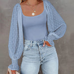 Puff Long Sleeve Bodysuit Leotard Sheer Top - Zeagoo (Us Only)