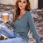 Zeagoo Women's Long Sleeve V Neck Slim Fit T Shirts