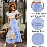 Zeagoo Women's Midi Skirts Boho High Waist A Line Casual Maxi Work Skirt Summer