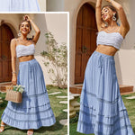 Zeagoo Women's Midi Skirts Boho High Waist A Line Casual Maxi Work Skirt Summer