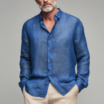 Men's Summer Fashion Slub Linen Long Sleeve Shirt