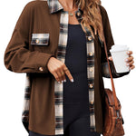 Zeagoo Womens Corduroy Flannel Shacket Jacket Casual Plaid Shirts