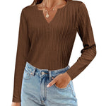 Zeagoo Women's Long Sleeve V Neck Slim Fit T Shirts