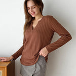 Zeagoo Women's Long Sleeve V Neck Slim Fit T Shirts