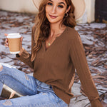 Zeagoo Women's Long Sleeve V Neck Slim Fit T Shirts