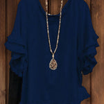 Double Ruffle Short Sleeve Round-Neck Top