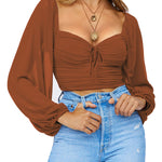 Tie Knot Ruched Crop Tube Top - Zeagoo (Us Only)