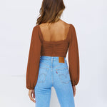 Tie Knot Ruched Crop Tube Top - Zeagoo (Us Only)