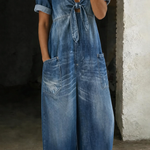 Maya™ | Denim jumpsuit with V-neck