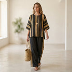Tamara – ultra-comfortable oversized striped top and relaxed-fit linen trousers