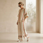 Noemi – Printed boho blouse, combined with comfortable loose-fitting trousers