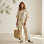 Marcella - Yellow linen trousers, fresh and elegant style