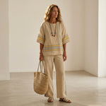 Marcella - Yellow linen trousers, fresh and elegant style
