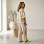 Marcella - Yellow linen trousers, fresh and elegant style